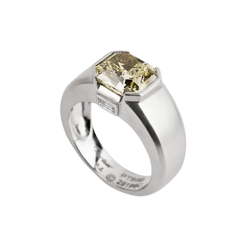 Platinum Ring with Yellow Diamond