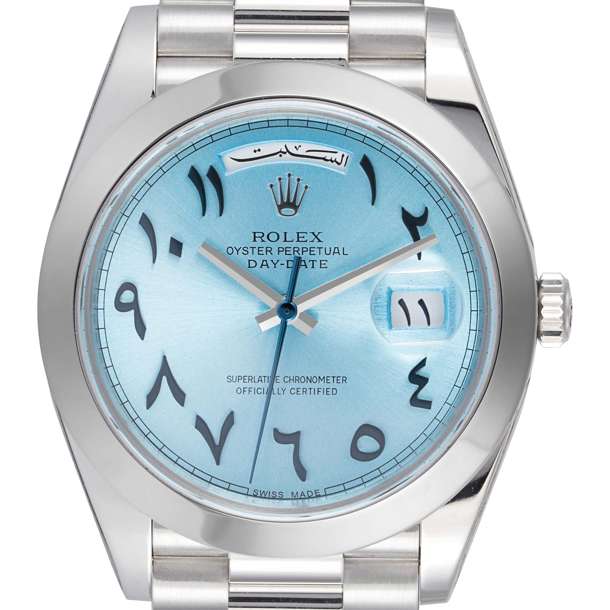 Rolex Day-Date 40 Platinum 228206 with Custom Arabic-Indic Dial