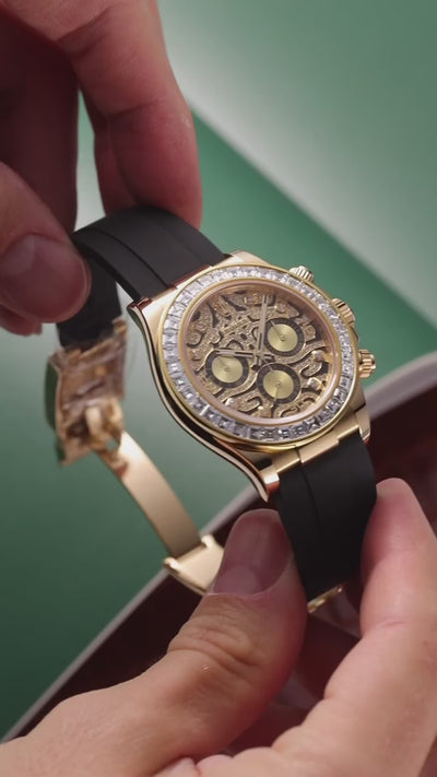 Watch video of the Rolex Daytona Eye of the Tiger Custom Set 116518LN