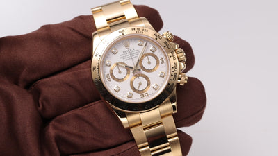 Explore the Rolex Daytona Yellow Gold White Diamond Dial 116508 Watch