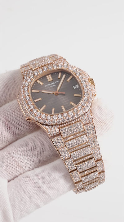 Video of the Custom Diamond Set Patek Philippe Nautilus Rose Gold 5711R Watch
