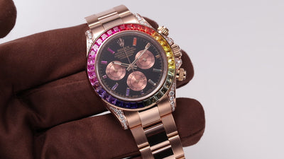 Preview video of - Rolex Daytona 18ct Everose Gold 'Rainbow' Custom Edition