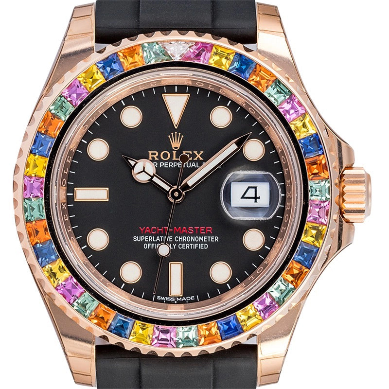 Rolex Yacht-Master 116655 18ct Everose Gold with Custom Tutti Frutti Gem Set Bezel