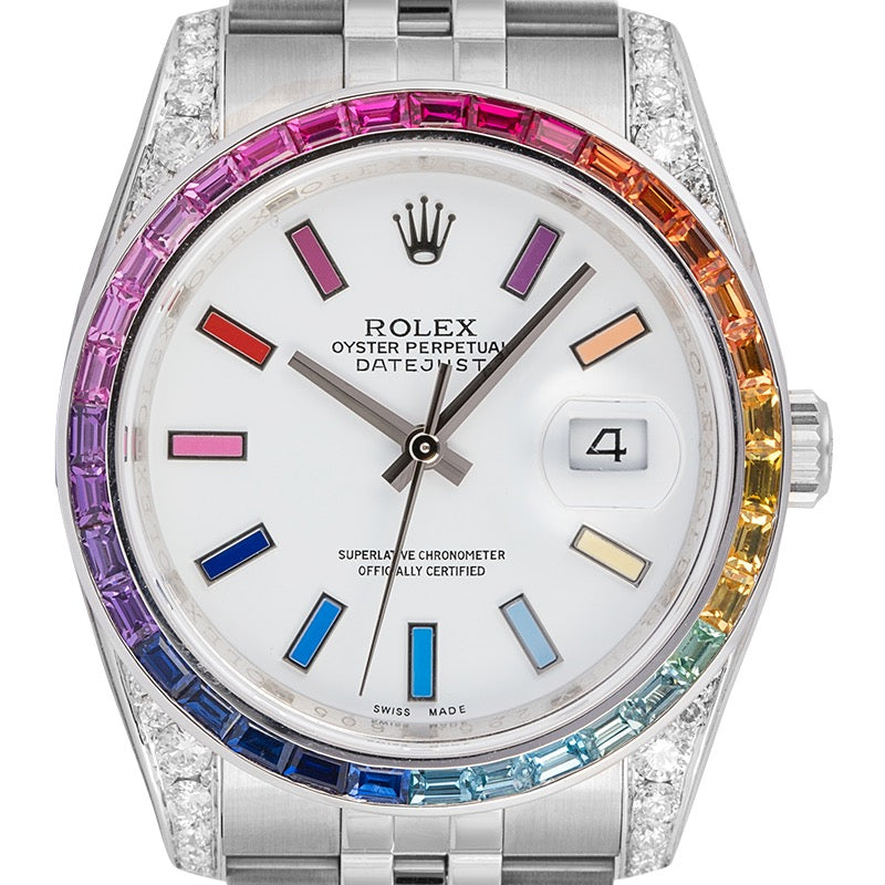 Rolex Datejust 36 Custom Diamond Set with Rainbow Bezel and Dial