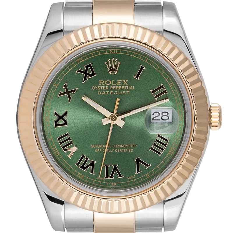 Rolex DateJust II 41mm watch in Steel Gold with custom Olive Green dial 116333