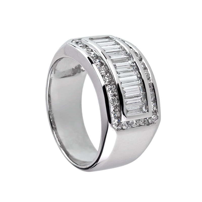 T4D Mens White Gold Ring