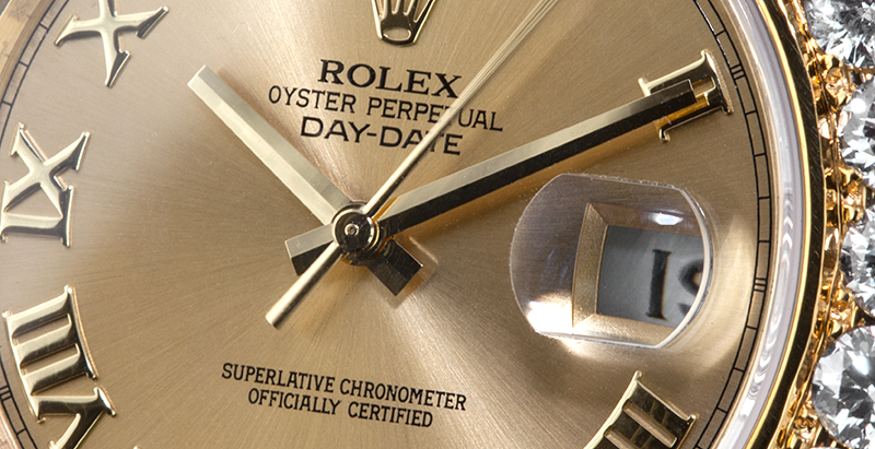 Rolex Day-Date II President Yellow Gold Round Brilliant Diamonds 218238