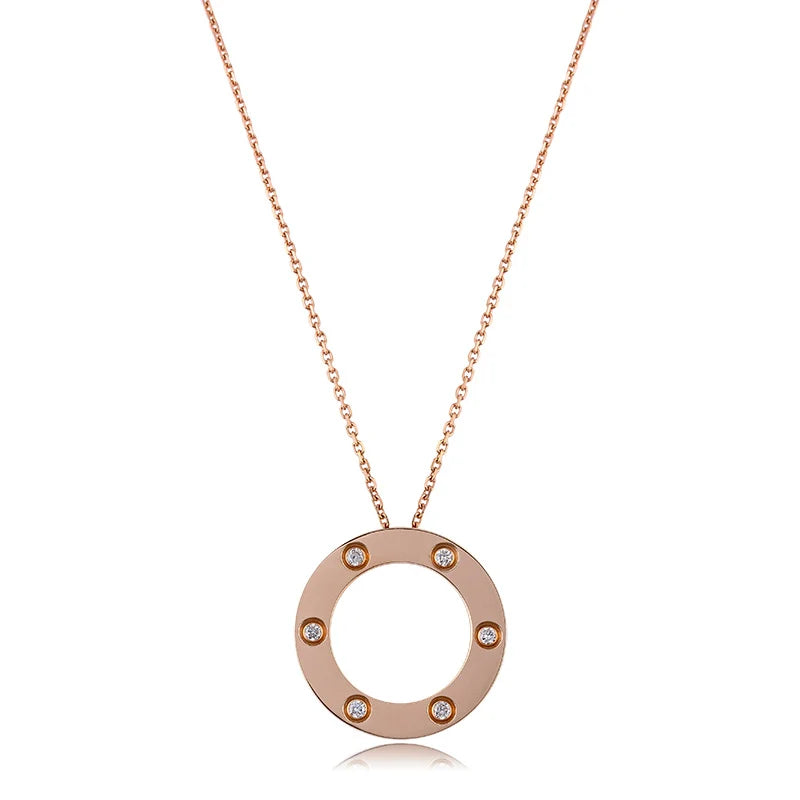 Full view - Custom Rose Gold Necklace with Diamonds