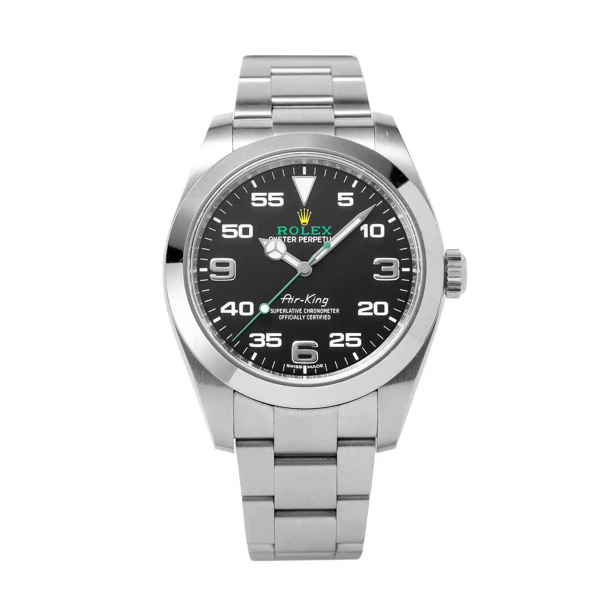Full view of Rolex Air-King Steel Black Dial Watch 116900