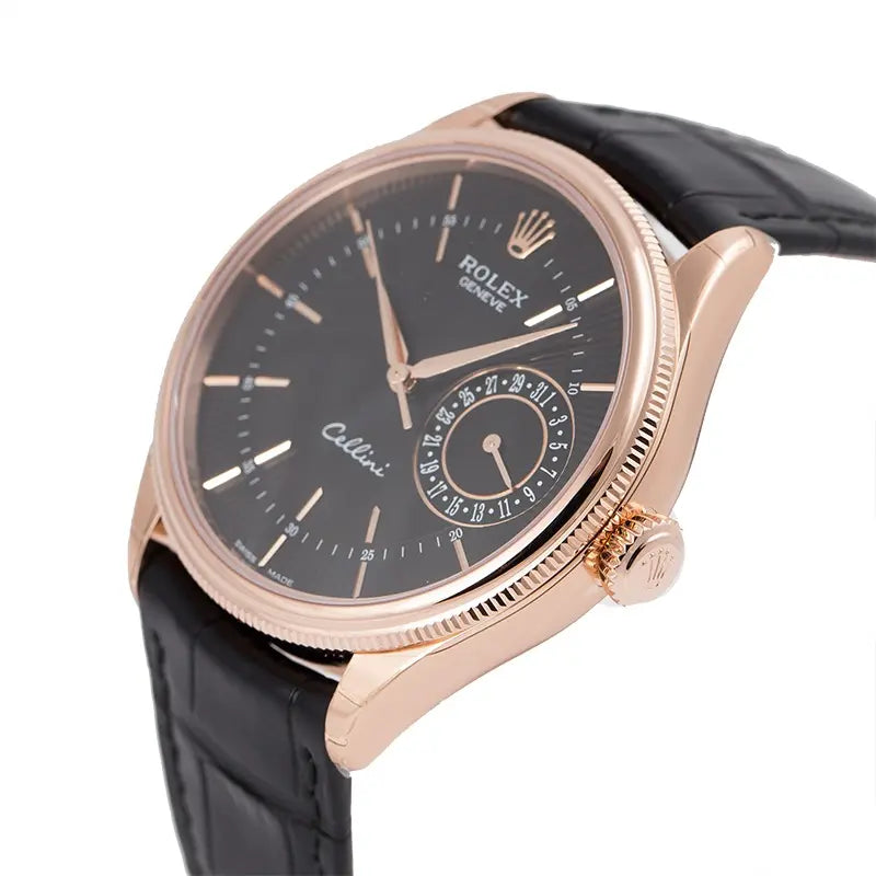 Side view of  Cellini Date 50515 rose gold metal watch