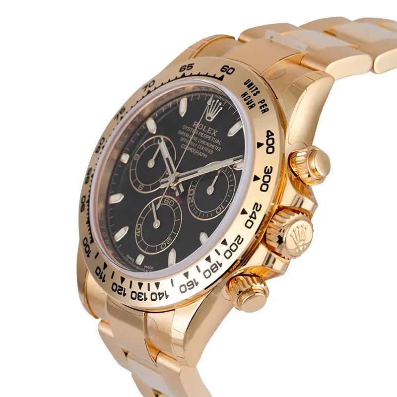 Side view of Cosmograph Daytona 116508 sapphire crystal with oyster bracelet