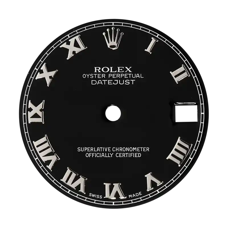 Rolex DateJust 31mm Black/Steel Roman Numeral Original Factory Dial