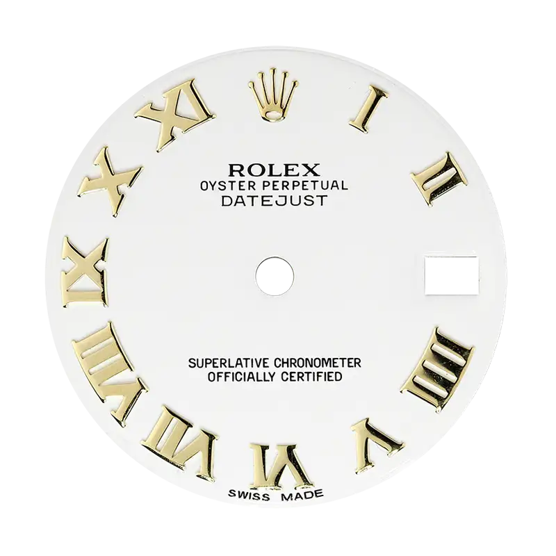Rolex DateJust 31mm White/Gold Roman Numeral Original Factory Dial