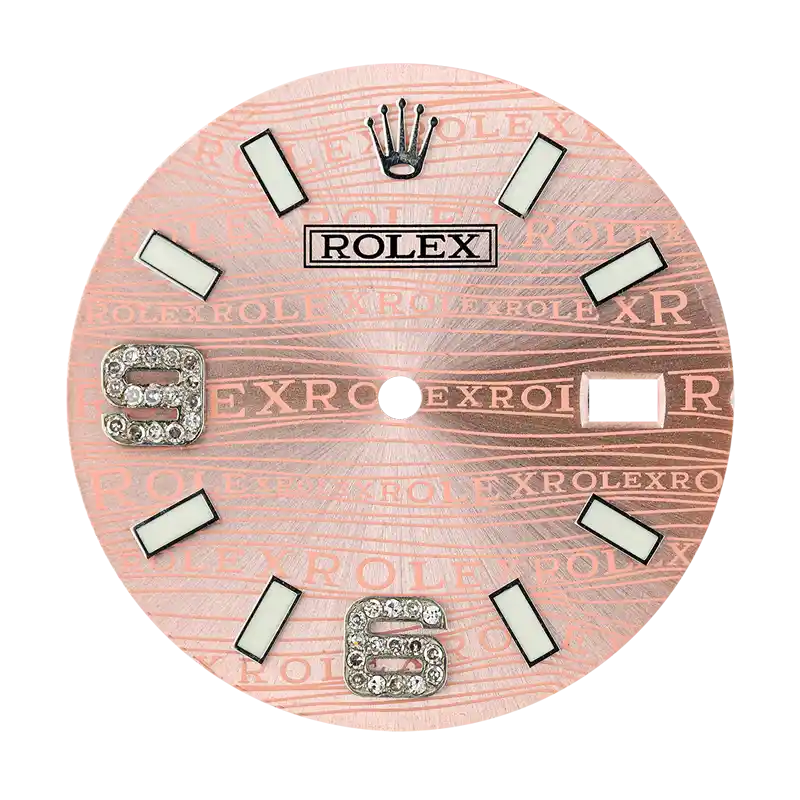 Rolex DateJust 36mm Pink Print Diamond Numerals Custom Dial
