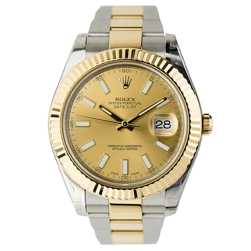 Full view of Rolex DateJust II 41mm Champagne Index Oyster 116333