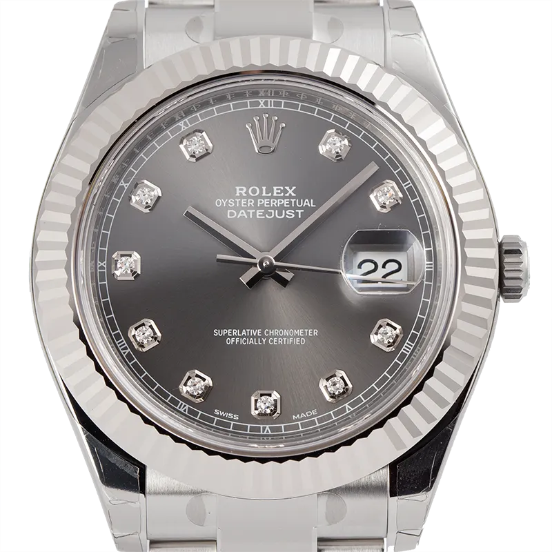 Rolex DateJust II Steel and White Gold Dark Rhodium Diamonds Oyster 116334