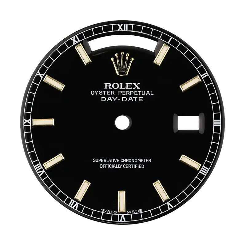 Rolex Day-Date 36mm Black/ Indexes Original Factory Dial