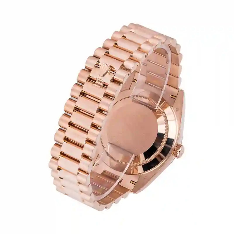 Back view - Rolex Day-Date 40 18ct Everose Gold Chcolate/Roman Dial 
