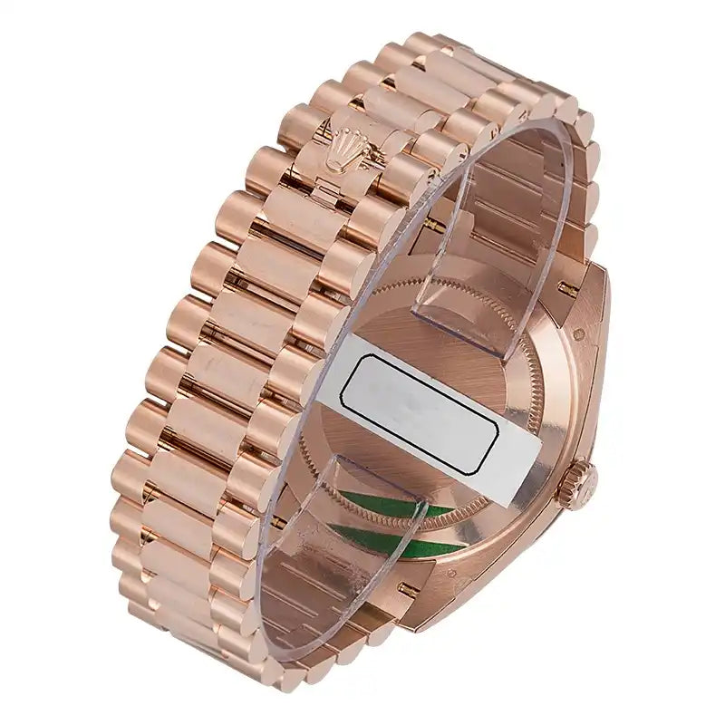 Back view - Rolex Day-Date 40 18ct Everose Gold Chocolate Dial Set with Diamonds 