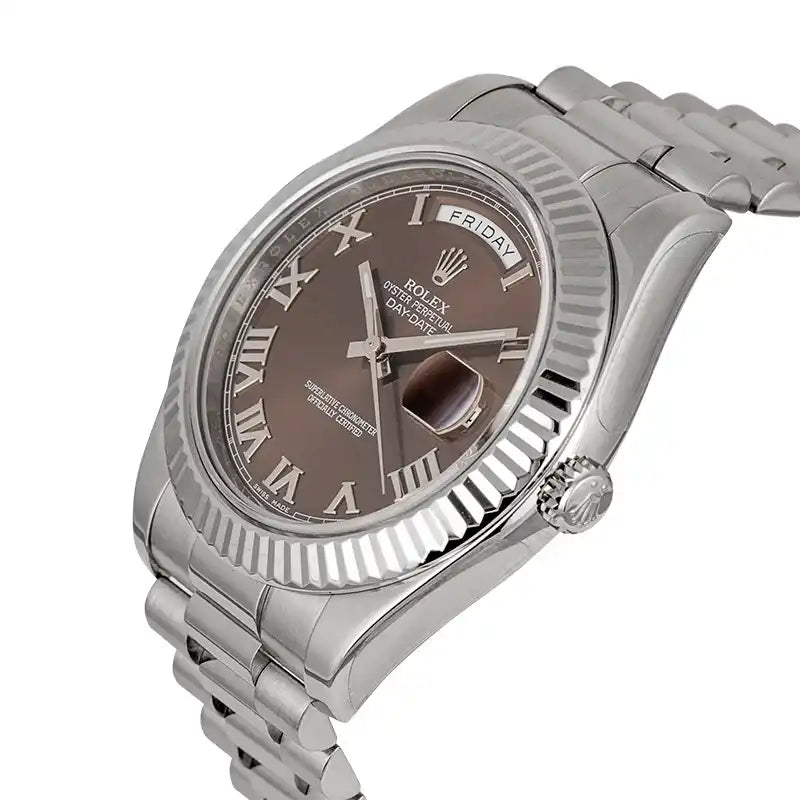 Side View - Rolex Day-Date 41mm 18ct White Gold Chocolate/Roman Dial 