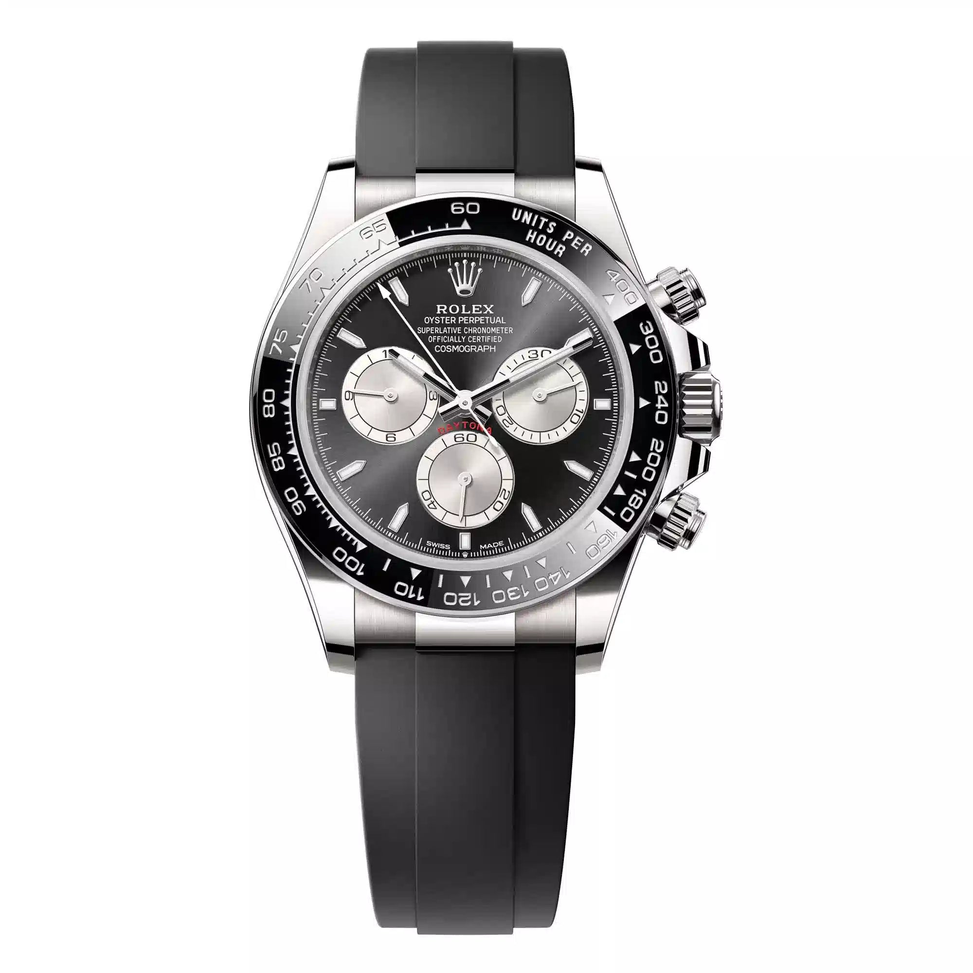 Full view - Rolex Daytona 126519LN 18ct White Gold Black/Steel Dial 