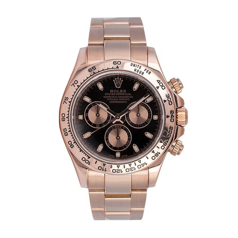 Full view - Rolex Daytona 18ct Everose Gold Black/Pink Dial 116505