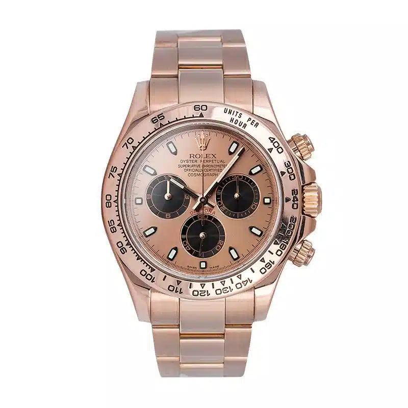 Full view - Rolex Daytona 18ct Everose Gold Watch Pink-Black/Index Watch