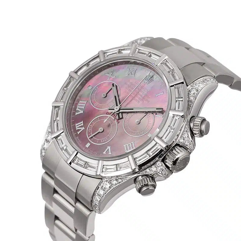 Side view - Rolex Daytona 18ct White Gold Custom Diamond set MOP Dial