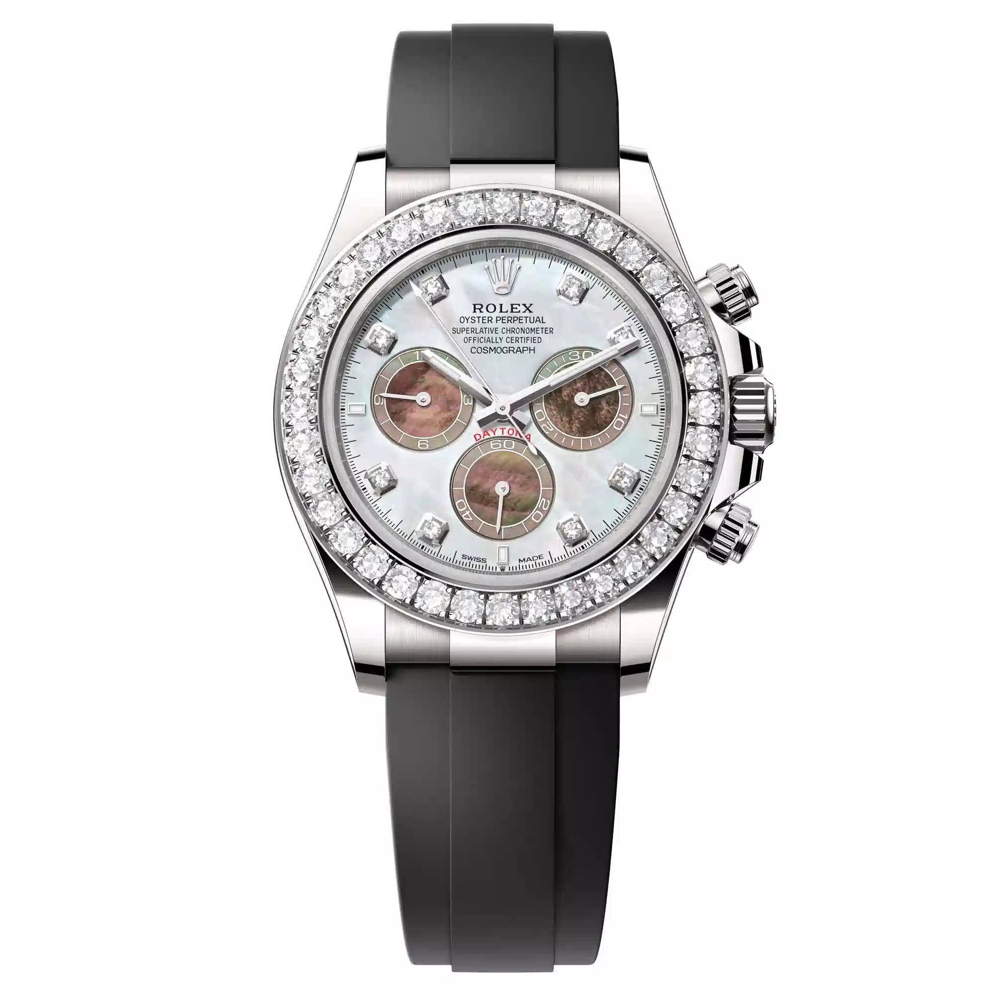 Full view - Rolex Daytona 18ct White Gold MOP Diamond Set 126589RBR