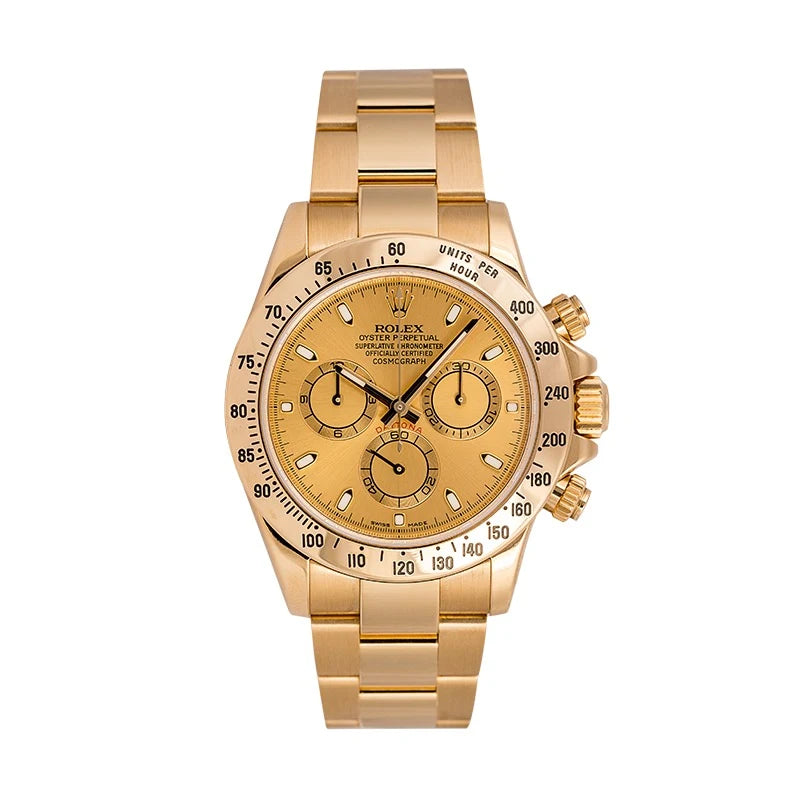 Full view - Rolex Daytona 18ct Yellow Gold Champagne Dial 116528