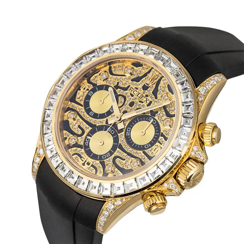 Side view - Rolex Daytona 18ct Yellow Gold Custom Diamond Set "Eye of the Tiger" 