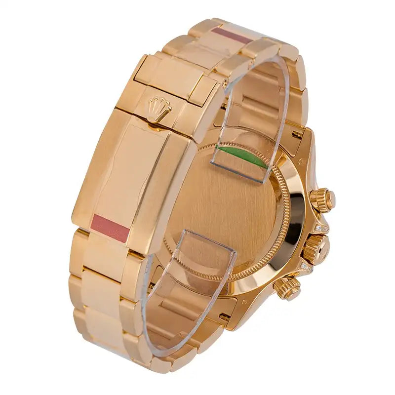 Back view - Rolex Daytona 18ct Yellow Gold Custom Diamond Set with Factory Black/Diamonds Dial