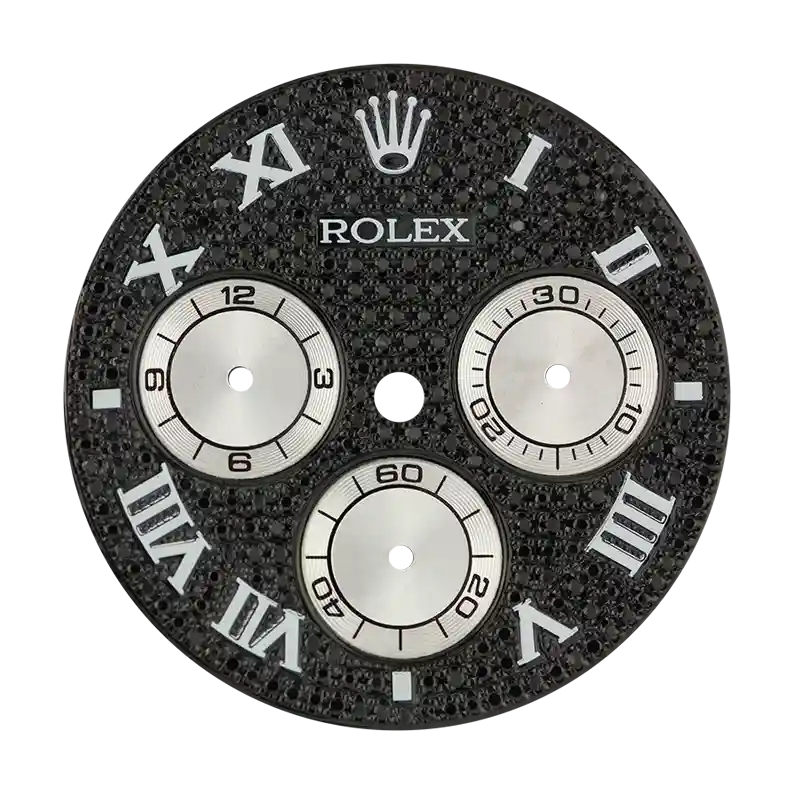Diamond Dial Part Buy Rolex Daytona Black Diamond Pavé/White Custom Dial