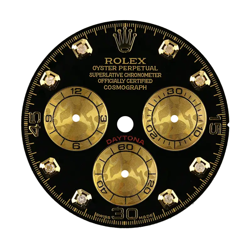 Rolex Daytona Black/Gold Diamond Hour Markers Custom Dial