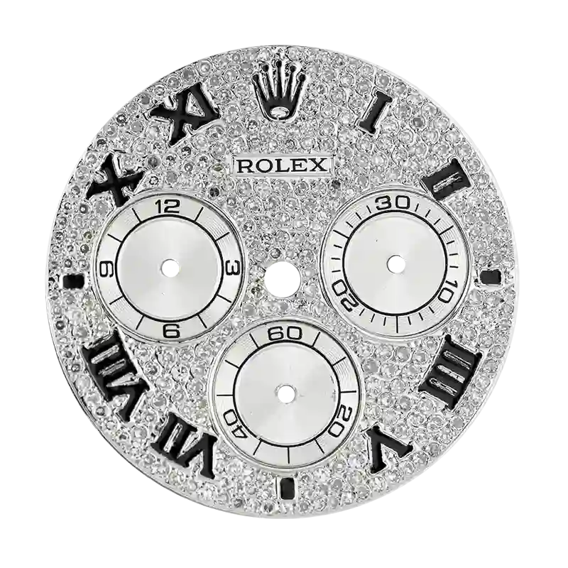 Rolex Daytona Diamond Pavé/Black Roman Numerals Custom Dial
