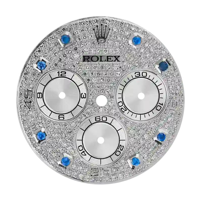 Rolex Daytona Diamond Pavé/Blue Precious Stone Hour Markers Custom Dial