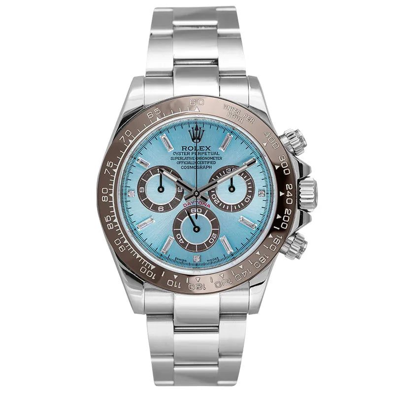 Buy Rolex Daytona in Steel with Custom Ice Blue/Diamonds Dial and Custom Bezel 116520