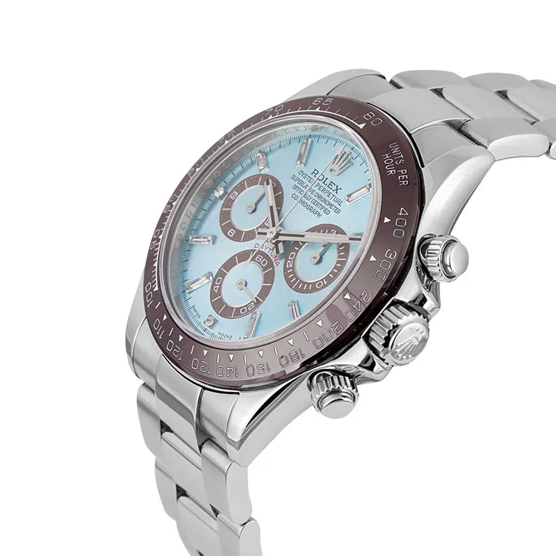Side view - Rolex Daytona in Steel with Custom Ice Blue/Diamonds Dial & Custom Bezel