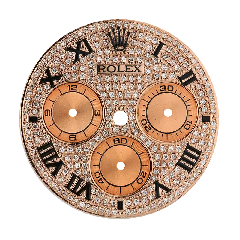 Rolex Daytona Rose Gold Diamon Pavé/ Black Roman Numeral Custom Dial