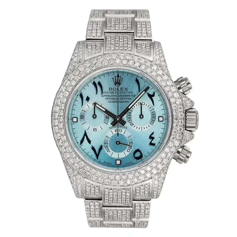 Full view - Rolex Daytona Steel Custom Diamond Set with Custom Arabic-indic Dial 