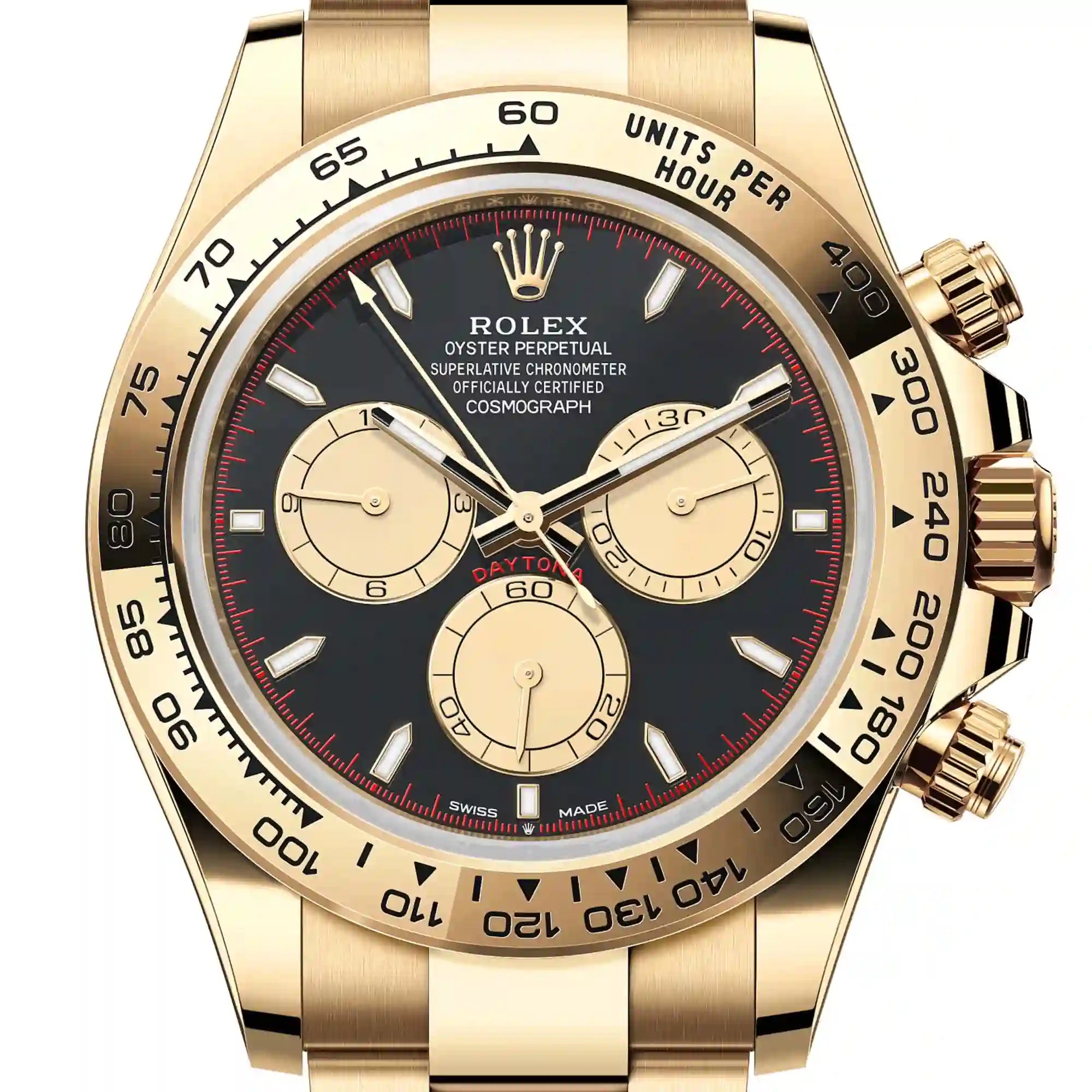 Close up - Rolex Daytona Yellow Gold Black/Champagne Dial 126508