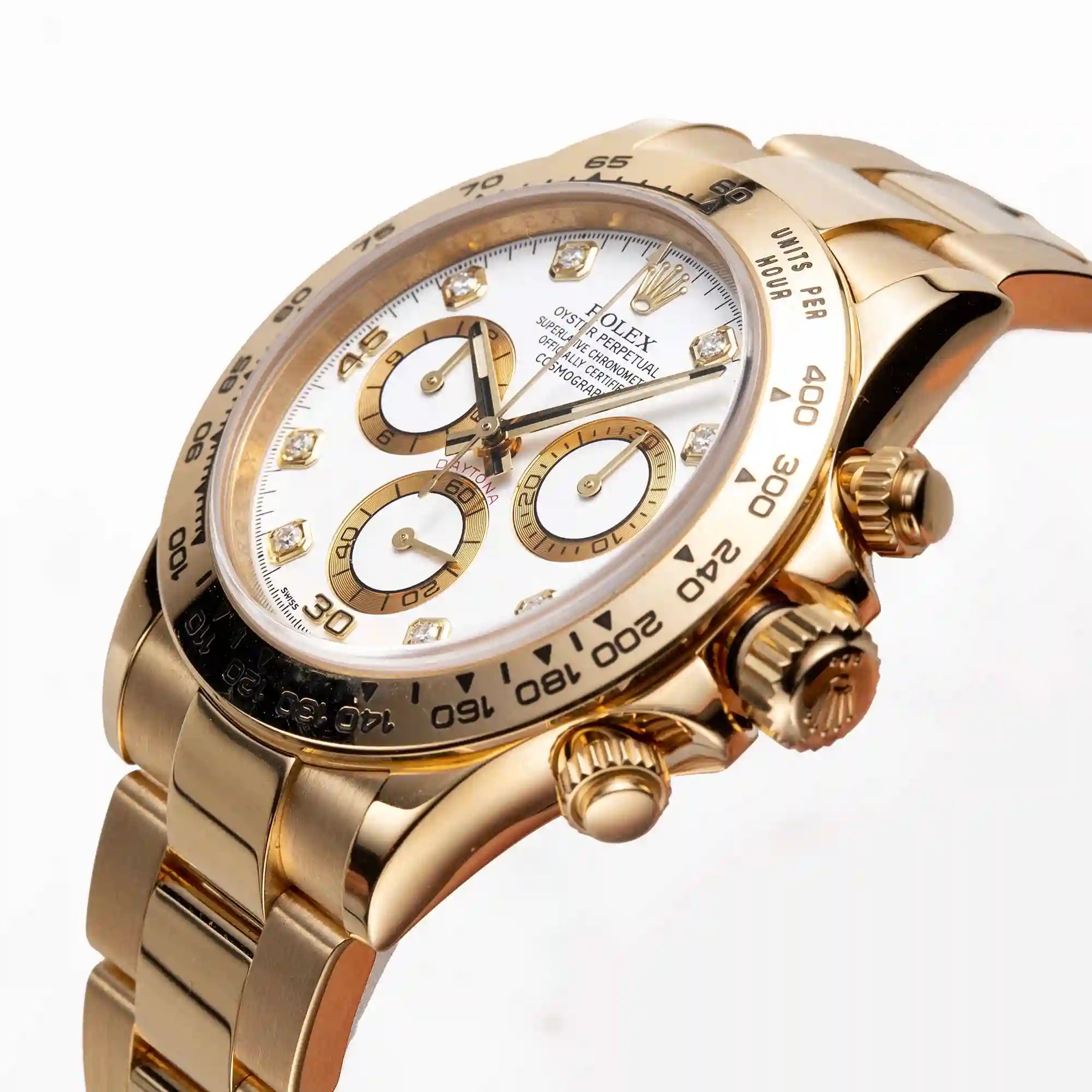 Side view - Rolex Daytona Yellow Gold White Diamond Dial 116508 Watch