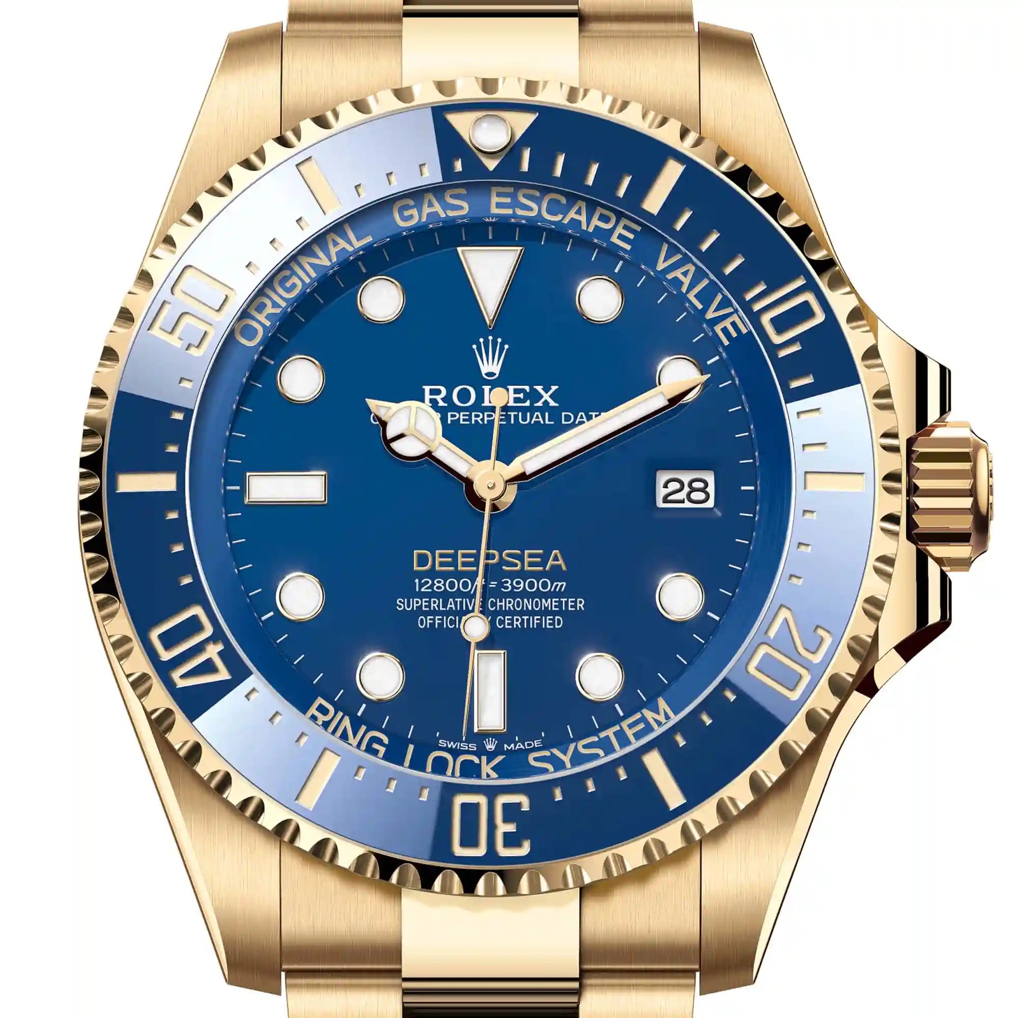 Close up - Rolex Deepsea 18ct Yellow Gold Blue Dial 136668LB