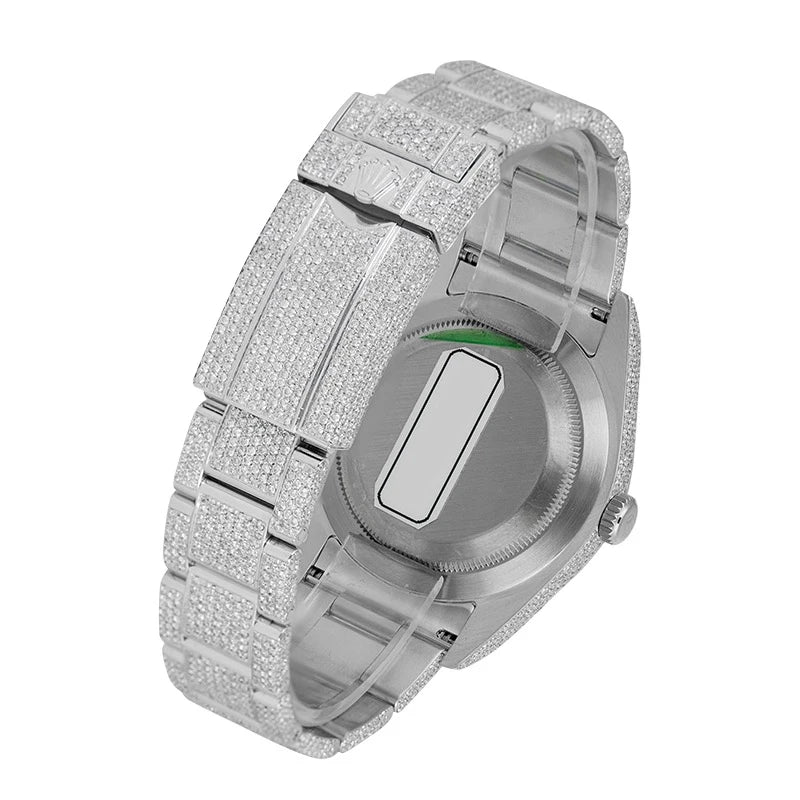 Back view - Rolex Explorer Steel custom Diamond Set 214270