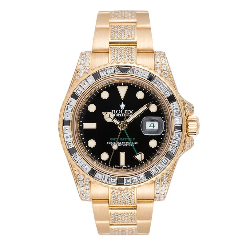 Full view - Rolex GMT-Master II 18ct Yellow Gold Diamond Set 116718LN