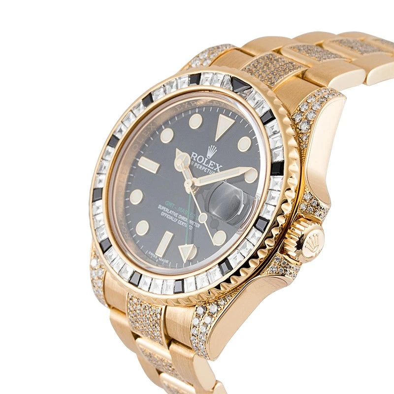 Side view - Rolex GMT-Master II 18ct Yellow Gold Diamond Set 116718LN