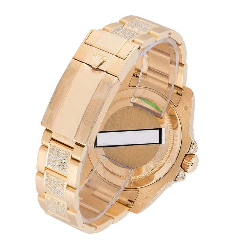 Back view - Rolex GMT-Master II 18ct Yellow Gold Diamond Set with Custom Dial & Bezel 116718LN