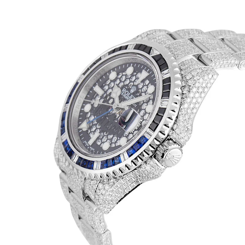 Side view - Rolex GMT-Master II Micro Diamond Set with Custom Openworked Dial 116710BLNR