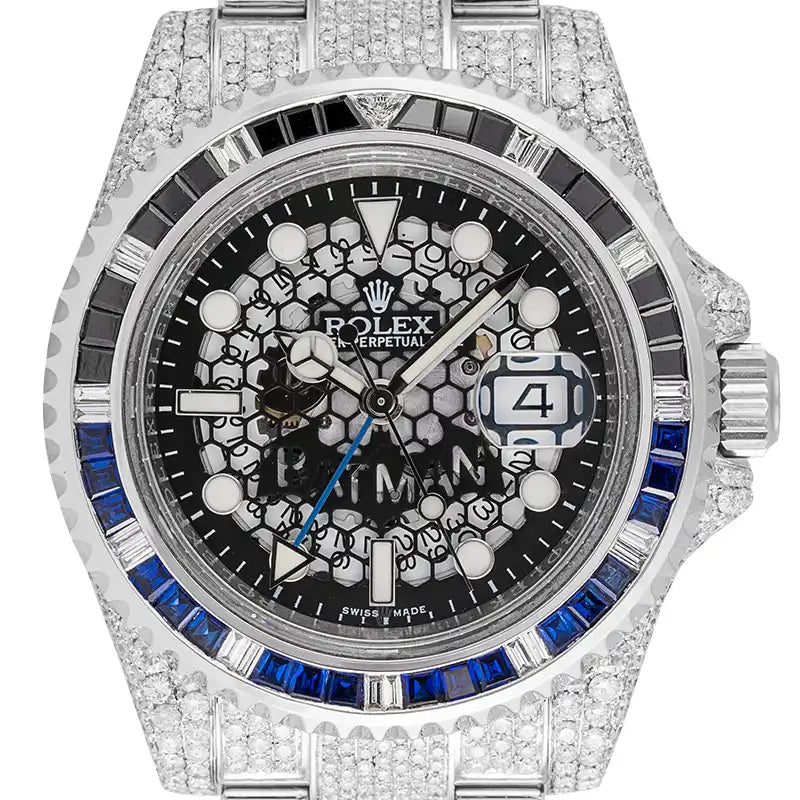 Close up - Rolex GMT-Master II Micro Diamond Set with Custom Openworked Dial 116710BLNR