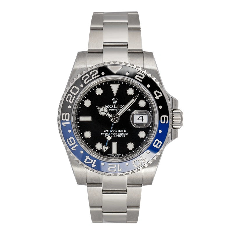 Full view - Rolex GMT-Master II Stainless Steel Black Dial Black/Blue Bezel (Batman) 116710BLNR